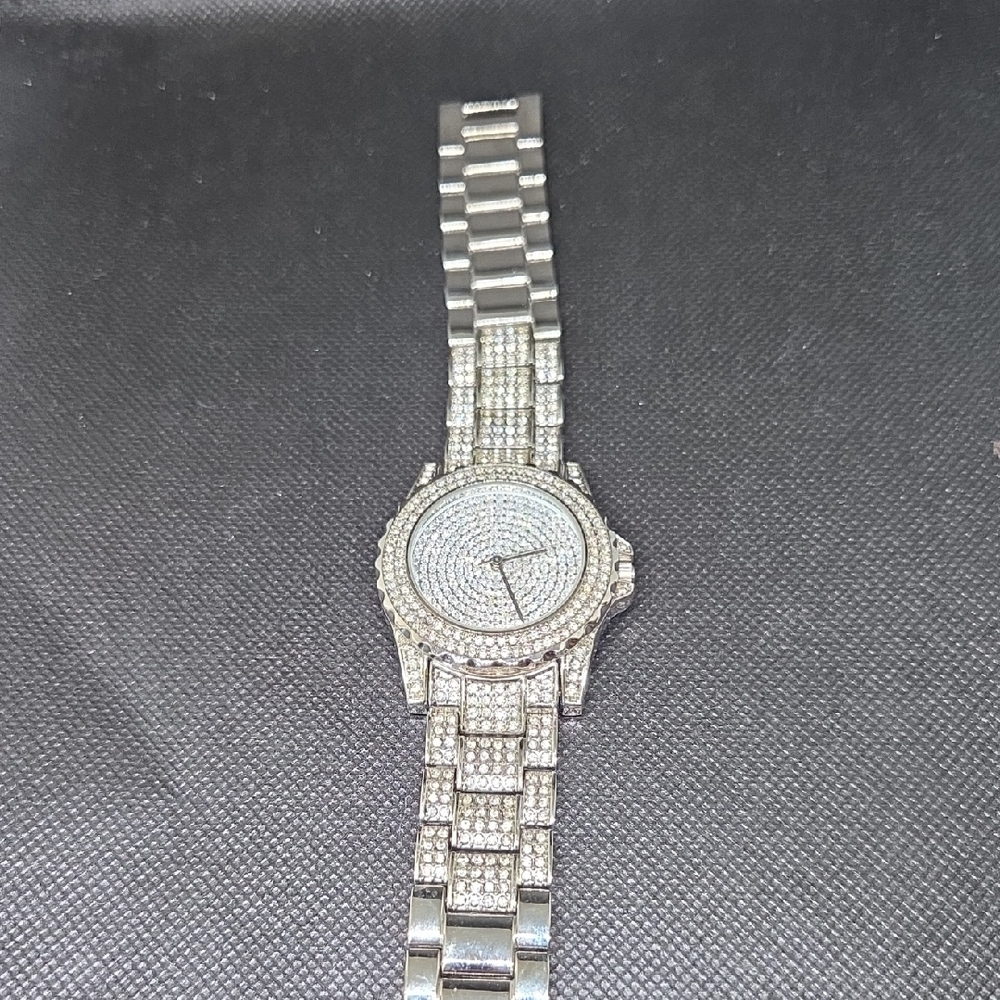 Nwot! Iced Out Silver Watch - Picture 3 of 8